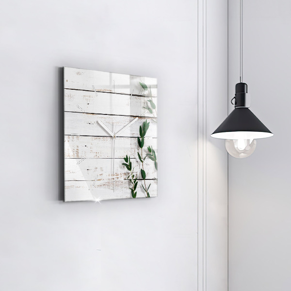 Zegar na ścianę kwadratowy Drewniane jasne deski