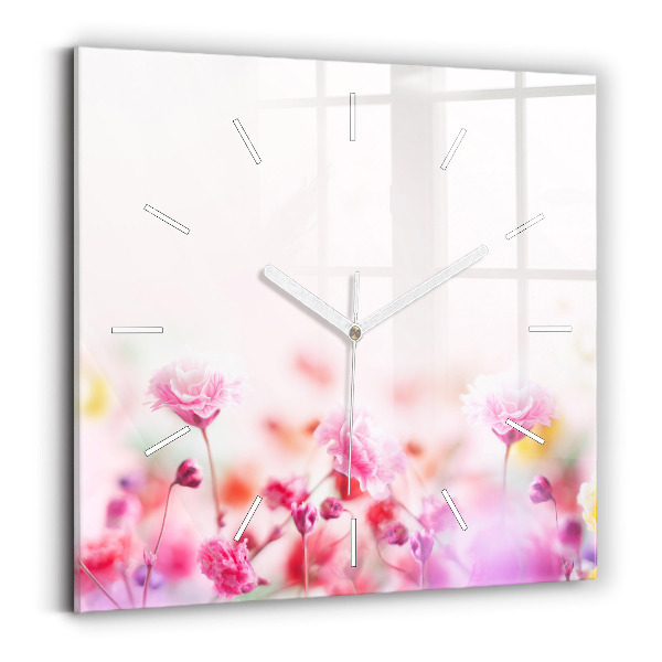 Zegar na ścianę kwadratowy Kwiaty na łące