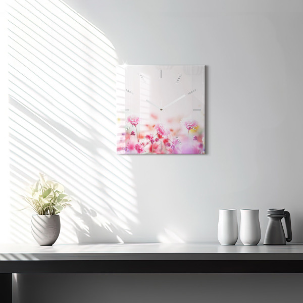 Zegar na ścianę kwadratowy Kwiaty na łące