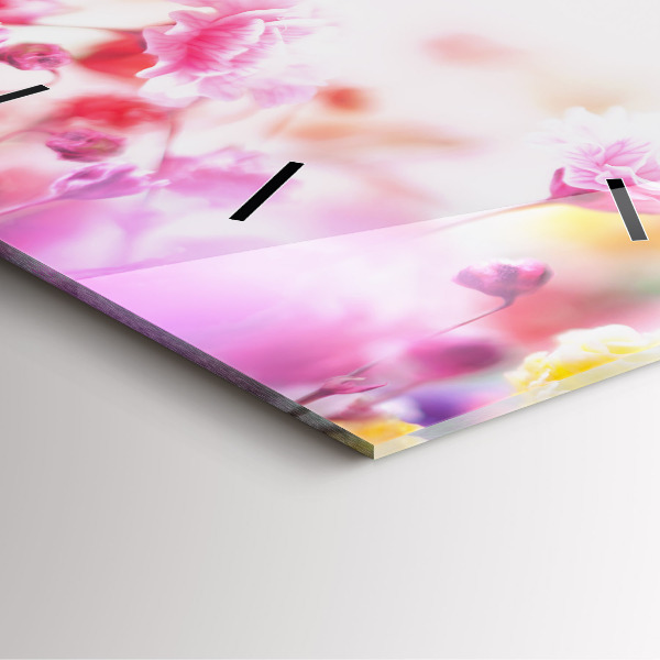 Zegar na ścianę kwadratowy Kwiaty na łące