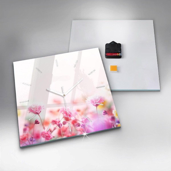 Zegar na ścianę kwadratowy Kwiaty na łące