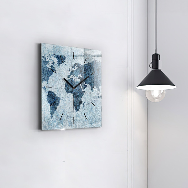 Zegar na ścianę kwadratowy Malowana mapa świata