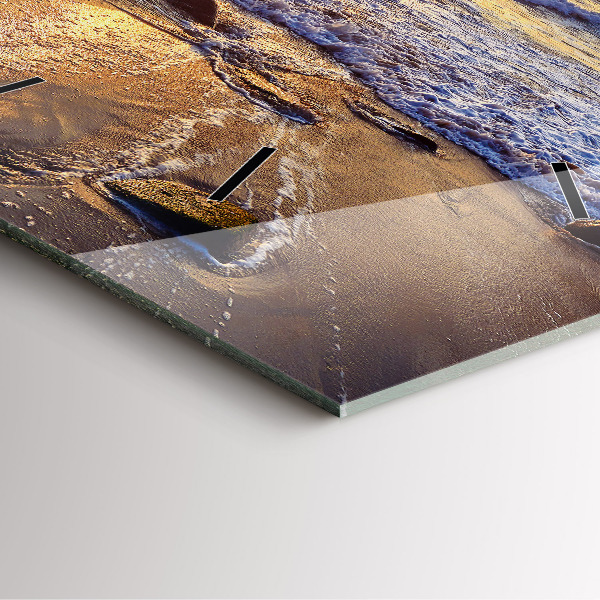 Zegar na ścianę kwadratowy Zachód słońca na plaży