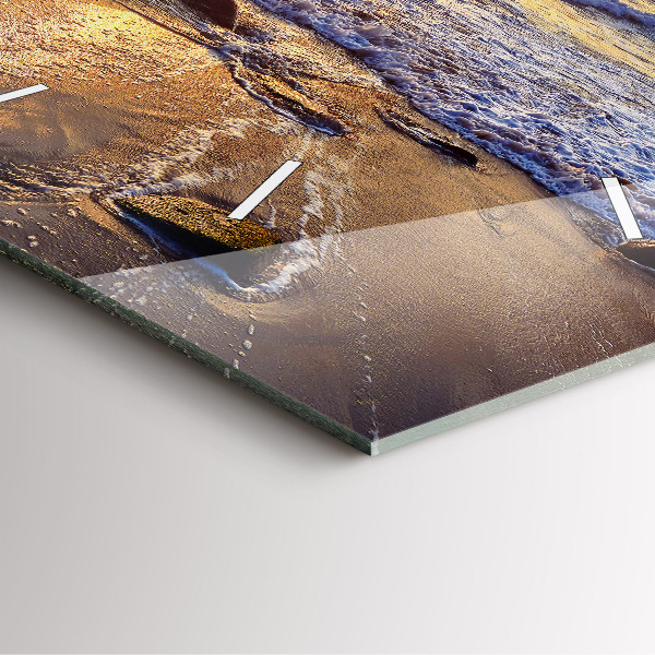 Zegar na ścianę kwadratowy Zachód słońca na plaży