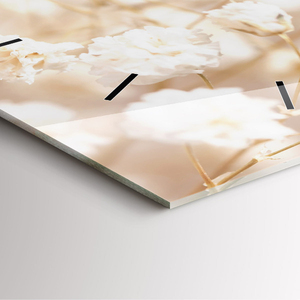 Zegar na ścianę kwadratowy Małe białe kwiaty