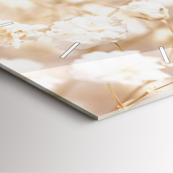 Zegar na ścianę kwadratowy Małe białe kwiaty