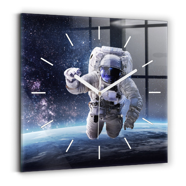 Zegar na ścianę kwadratowy Astronauta nad ziemią