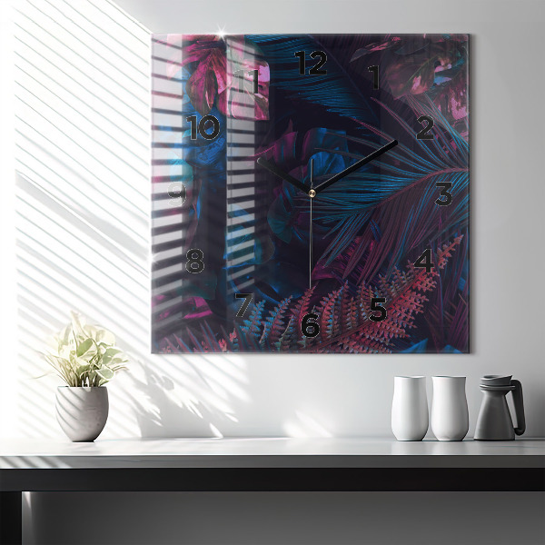 Kwadratowy zegar Egzotyczne kwiaty