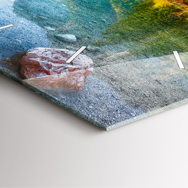 Kwadratowy zegar Rzeka góry Krajobraz