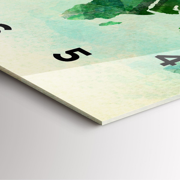 Kwadratowy zegar Akwarela mapa świata