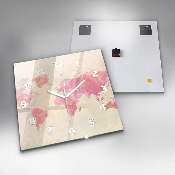 Kwadratowy zegar Akwarela mapa świata