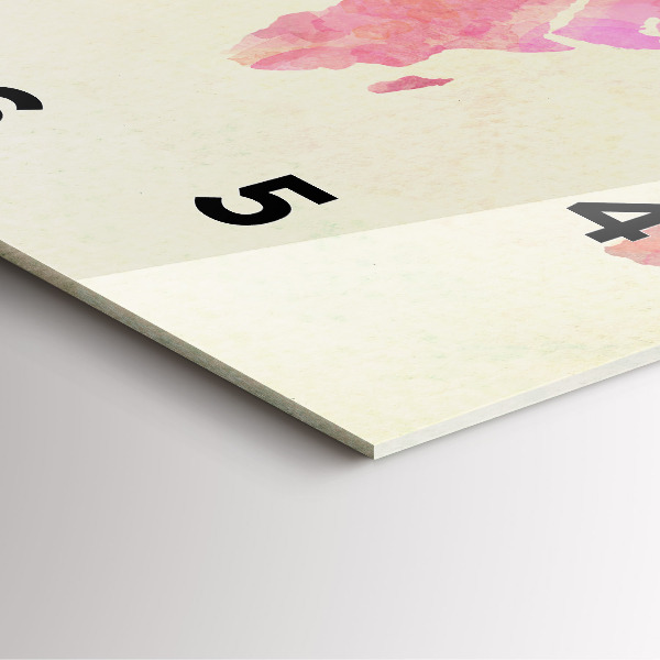 Kwadratowy zegar Akwarela mapa świata