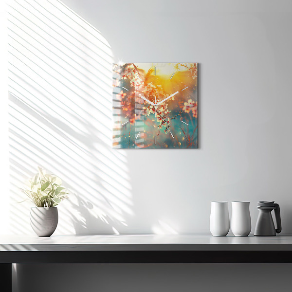 Kwadratowy zegar Wiosenne kwiaty