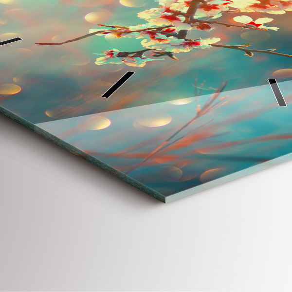 Kwadratowy zegar Wiosenne kwiaty