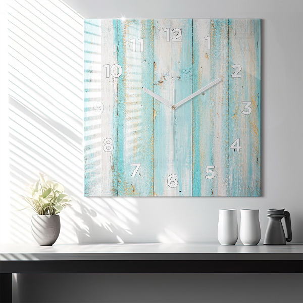 Kwadratowy zegar Niebieskie deski