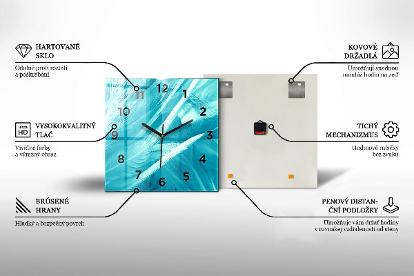 Kwadratowy zegar Kwiaty na drewnie