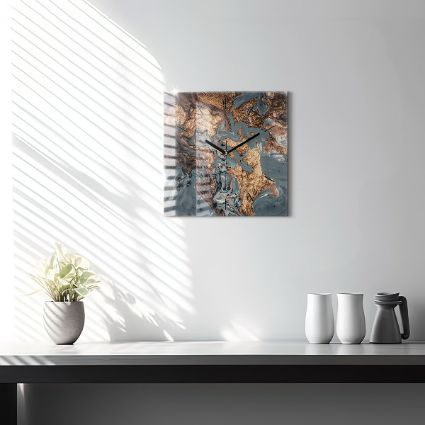Zegar na ścianę kwadratowy Marmur złota abstrakcja