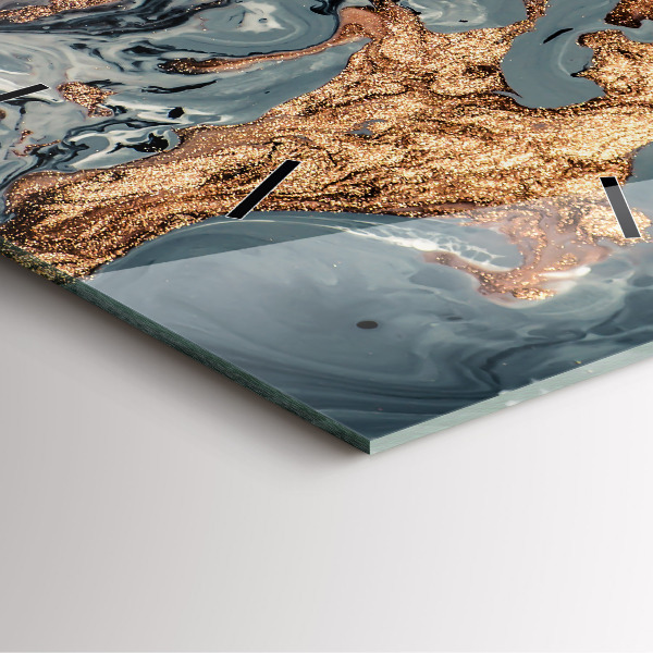 Zegar na ścianę kwadratowy Marmur złota abstrakcja