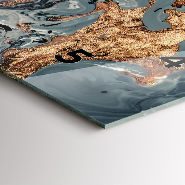 Zegar na ścianę kwadratowy Marmur złota abstrakcja