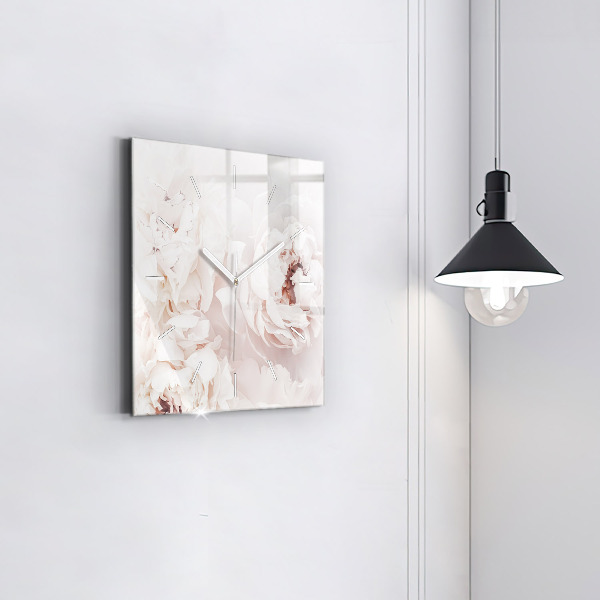 Zegar na ścianę kwadratowy Kwiaty piwonii