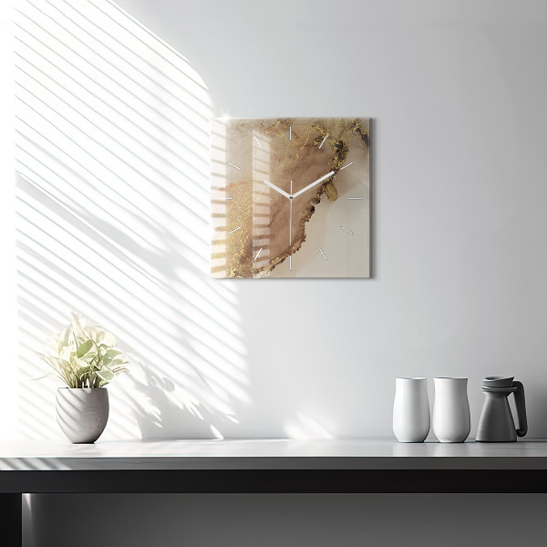 Zegar na ścianę kwadratowy Beżowa sztuka nowoczesna