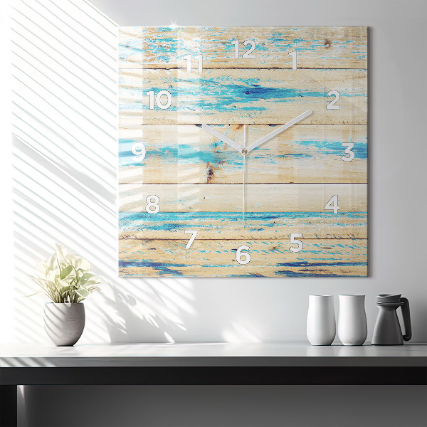 Kwadratowy zegar Porysowane drewno