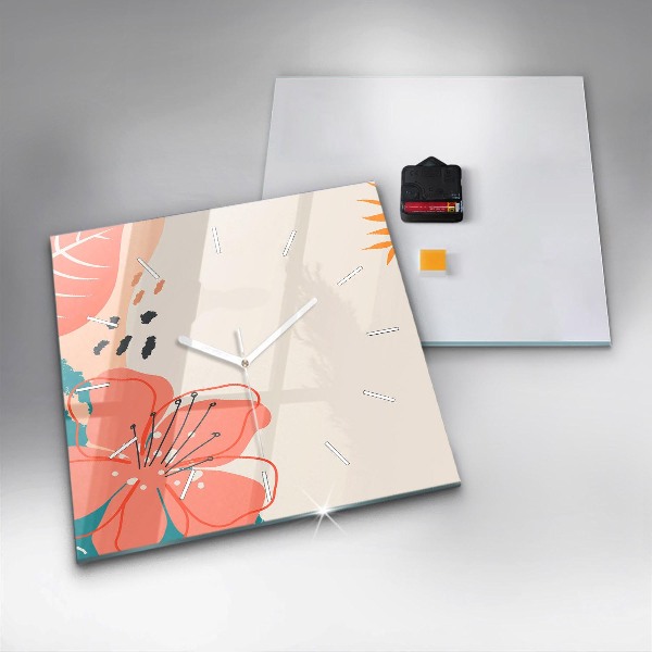 Zegar na ścianę kwadratowy Hawajskie rośliny