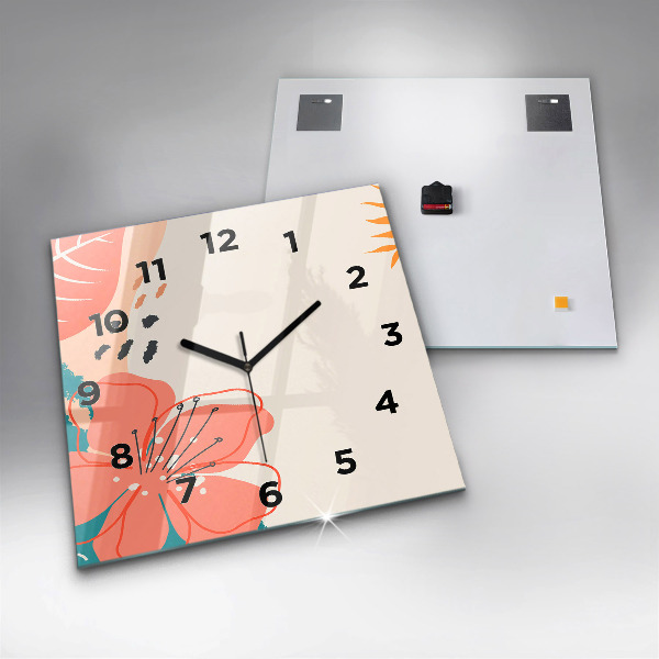 Zegar na ścianę kwadratowy Hawajskie rośliny