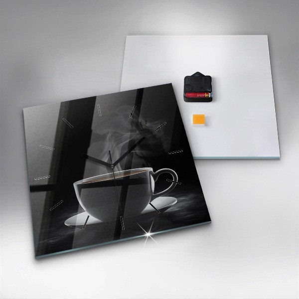 Zegar ścienny kwadratowy Filiżanka czarnej kawy