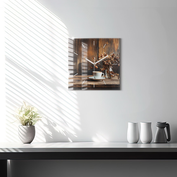 Zegar ścienny kwadratowy Kubek kawy