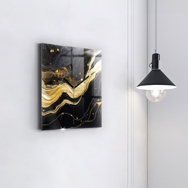 Zegar ścienny kwadratowy Złoty marmur