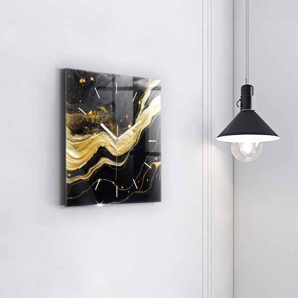 Zegar ścienny kwadratowy Złoty marmur