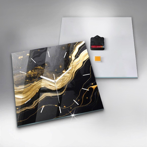 Zegar ścienny kwadratowy Złoty marmur