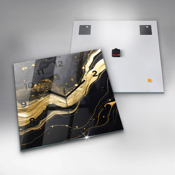 Zegar ścienny kwadratowy Złoty marmur