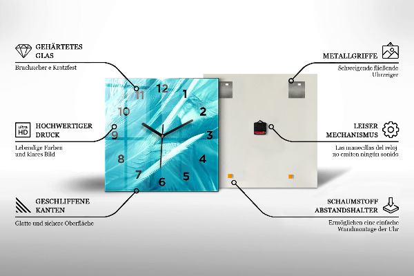 Zegar ścienny kwadratowy Czarno srebrne linie