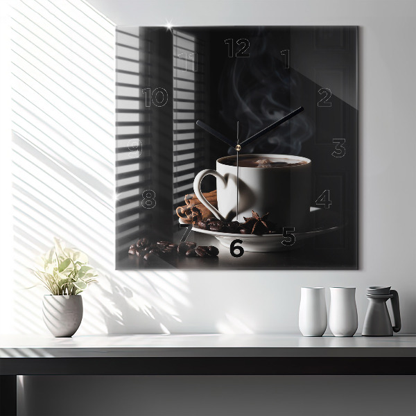 Zegar ścienny kwadratowy Filiżanka kawy