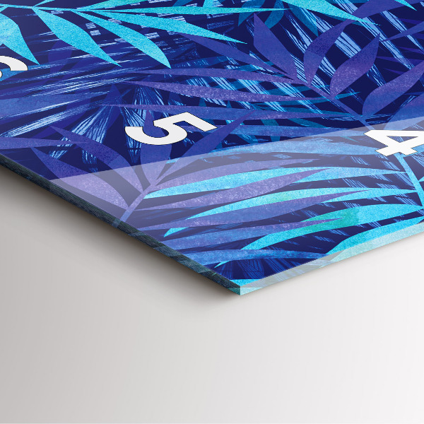 Zegar na ścianę kwadratowy Niebieski liście