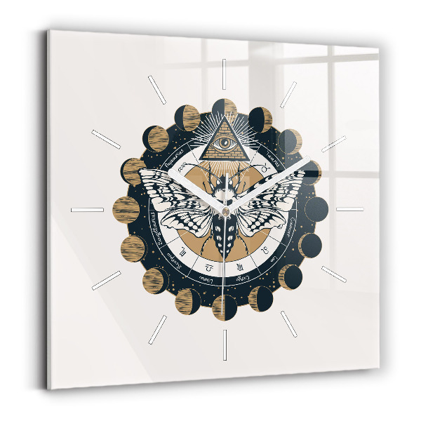 Zegar na ścianę kwadratowy Fazy księżyca i oko