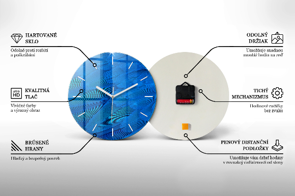 Zegar ścienny okrągły Niebieskie kwiaty