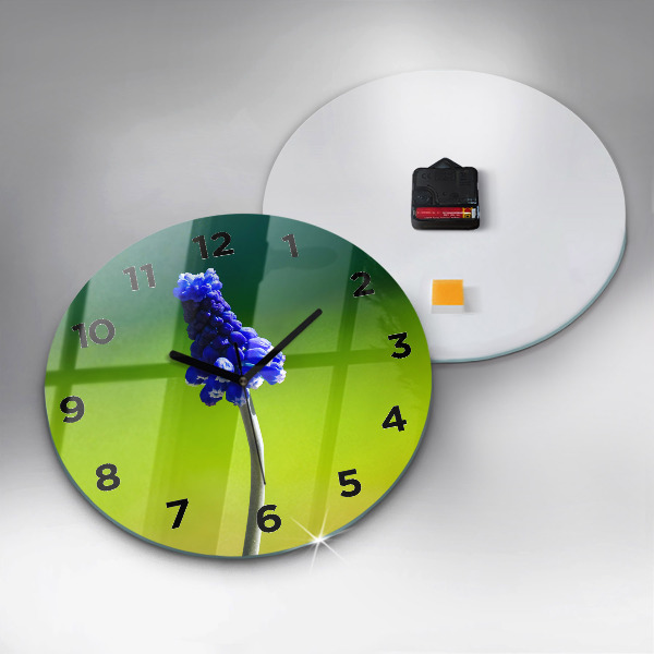 Zegar ścienny okrągły Niebieskie kwiaty
