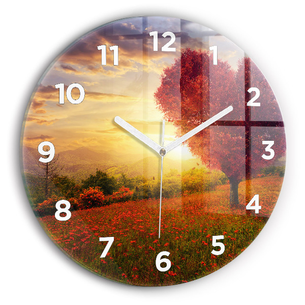 Zegar ścienny okrągły Miłosne drzewo-serce