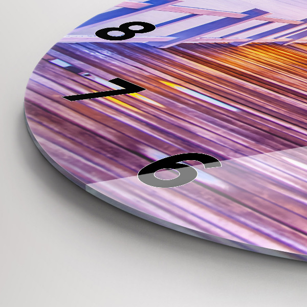 Zegar ścienny okrągły Most w porcie wieczorem