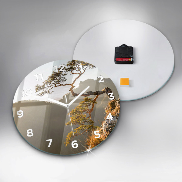 Zegar ścienny okrągły Drzewo w górach