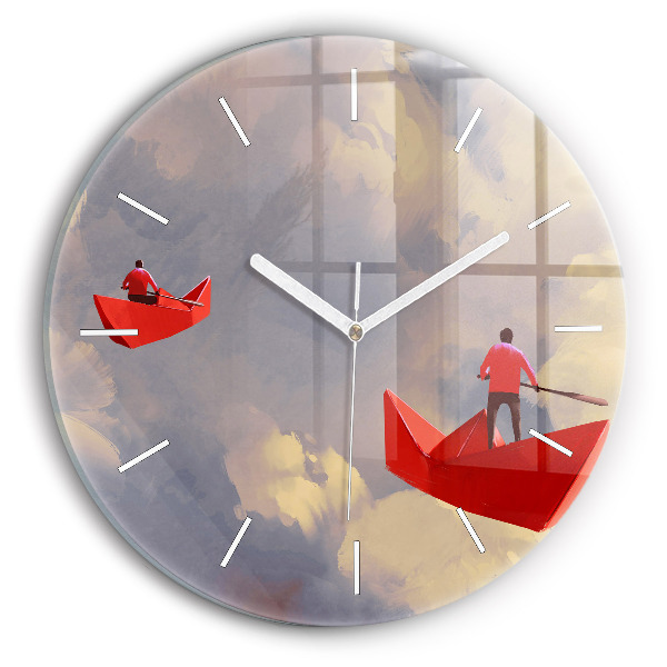 Zegar ścienny okrągły Papierowe statki