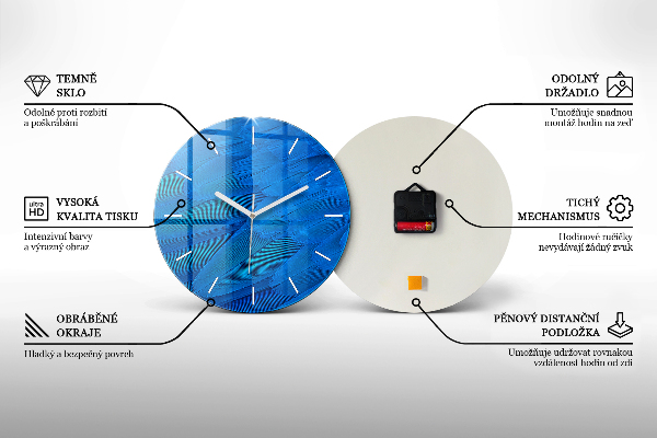 Zegar szklany okrągły Ciemny marmur