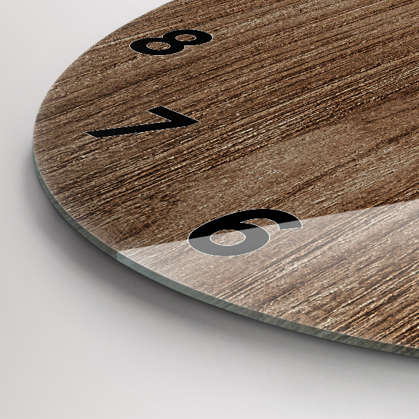 Zegar okrągły z nadrukiem Ciemne drewno