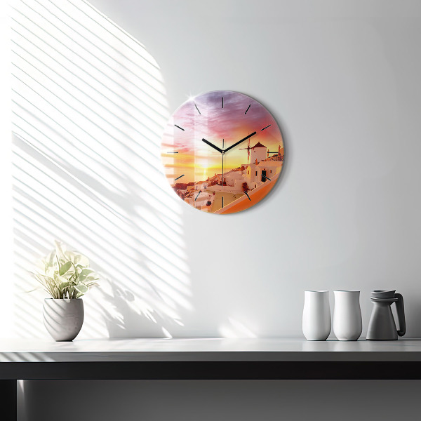 Zegar ścienny okrągły Stary wiatrak w Santorini