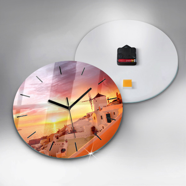 Zegar ścienny okrągły Stary wiatrak w Santorini