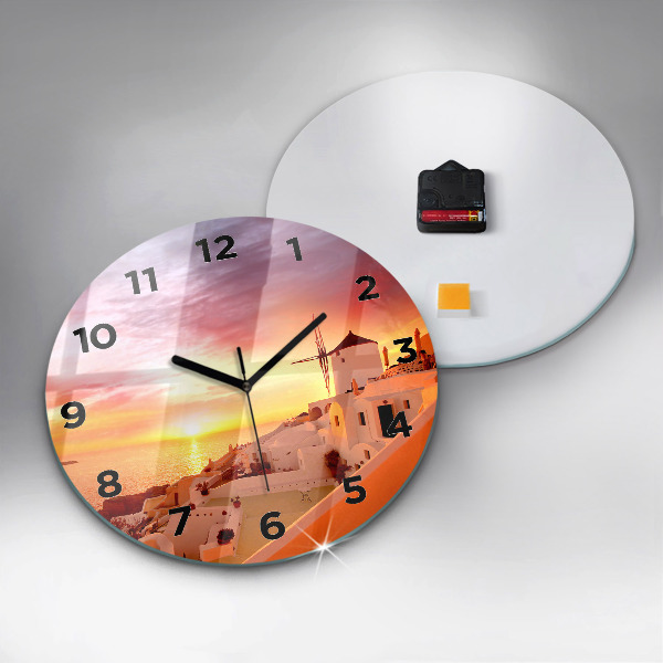Zegar ścienny okrągły Stary wiatrak w Santorini