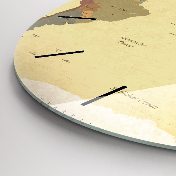 Zegar ścienny okrągły Mapa świata w stylu vintage